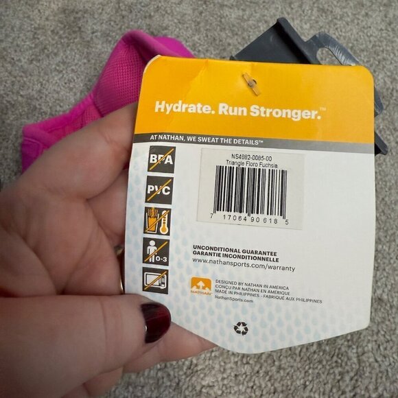 Nathan Triangle Running Essentials‎ Hydration Belt Pink Water Bottle Carrier - Picture 6 of 7